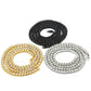 Assorted rhinestone chain necklace set in black, gold, and silver tones
