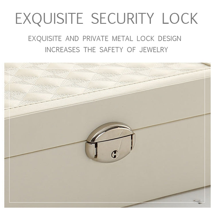 Jewelry storage cabinet with metal security lock on front drawer