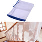 Balcony stair safety net, white mesh with blue border, folded