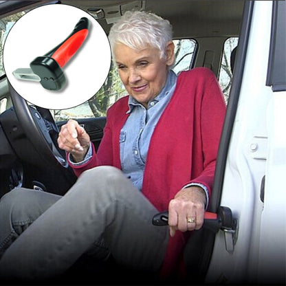 Car emergency escape tool handle, red grip with black case and metal breaker tip