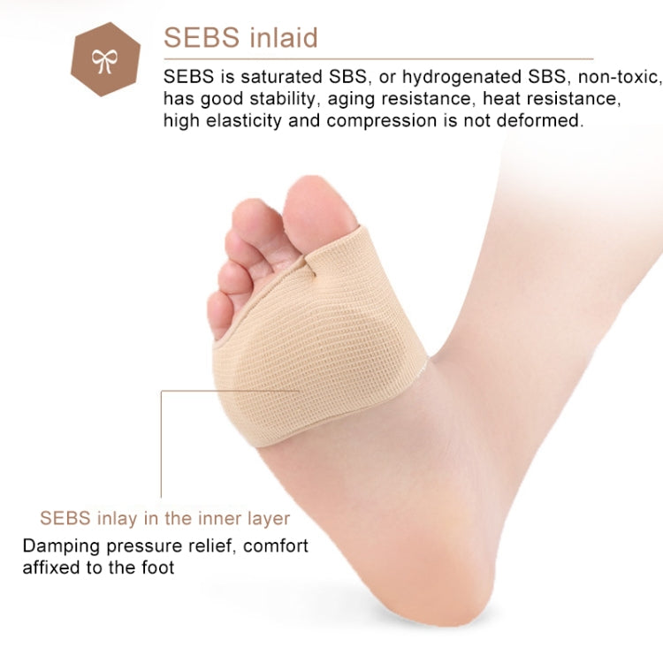 Beige toe thumb protector sleeve on foot with inner cushioning, size S