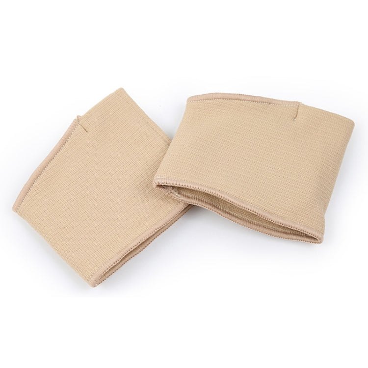 Beige padded toe protectors, two pieces stacked, soft textured fabric