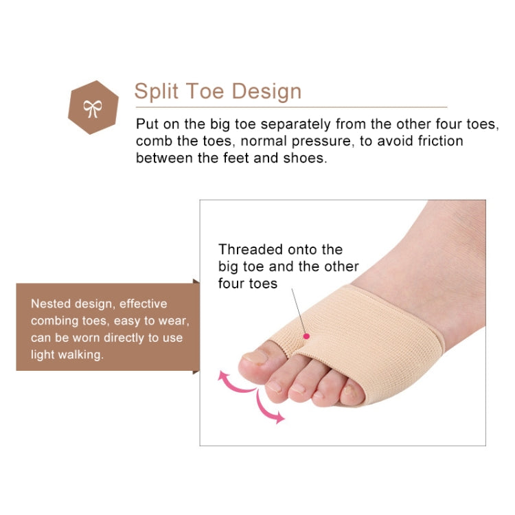 Beige split toe forefoot protector worn over big toe area, soft padded support