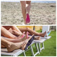 Pink and navy anti-slip summer insole inserts with dotted grip, worn under bare feet