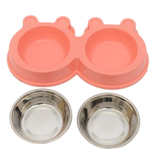 2 in 1 Stainless Steel  Bowls, Anti-slippery Mat Cartoon Shape Detachable Pets Bowls, Random Color Delivery, 2 in 1 Cartoon Shape Pets Bowls