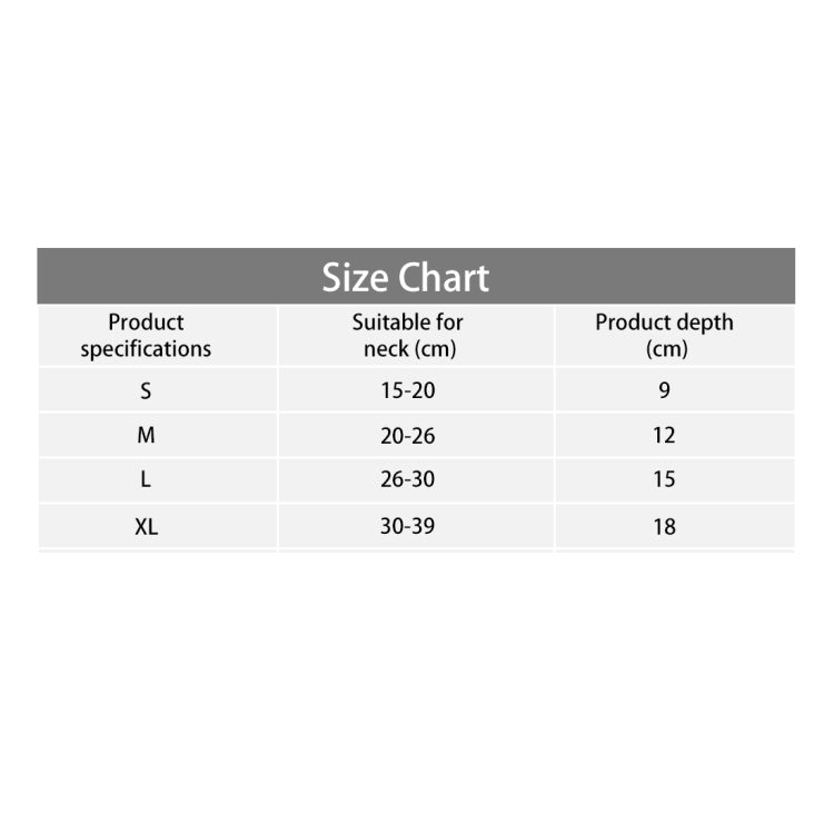 Size chart for pet neck protective collar: L fits 26–30 cm