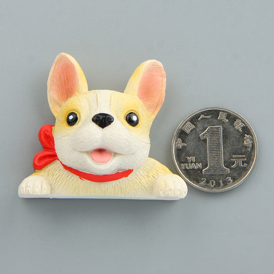 Home Decoration Originality French Bulldog Tie 3D Magnetic Buckle Fridge Paste, Bulldog  Magnetic