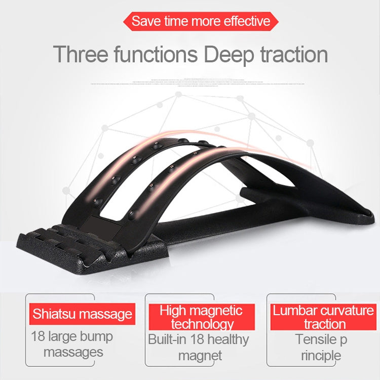 Black deep traction massage brace with curved frame and magnet bump points