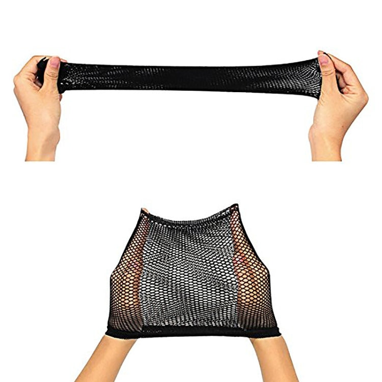 Black mesh wig liner cap set: stretch band and small cap