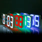 3D LED digital alarm clock with black case and multi-color glowing numbers