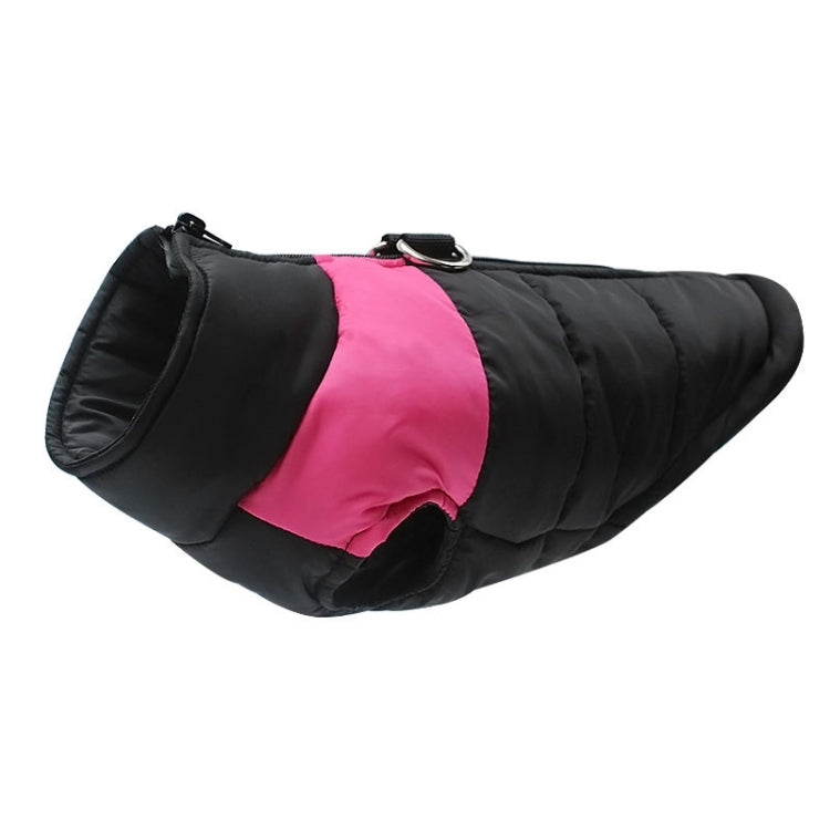 Dog ski suit vest in black with pink side panel and front zipper