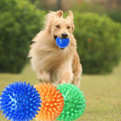 Hedgehog-style bite-resistant dog toy ball with blue spiky surface