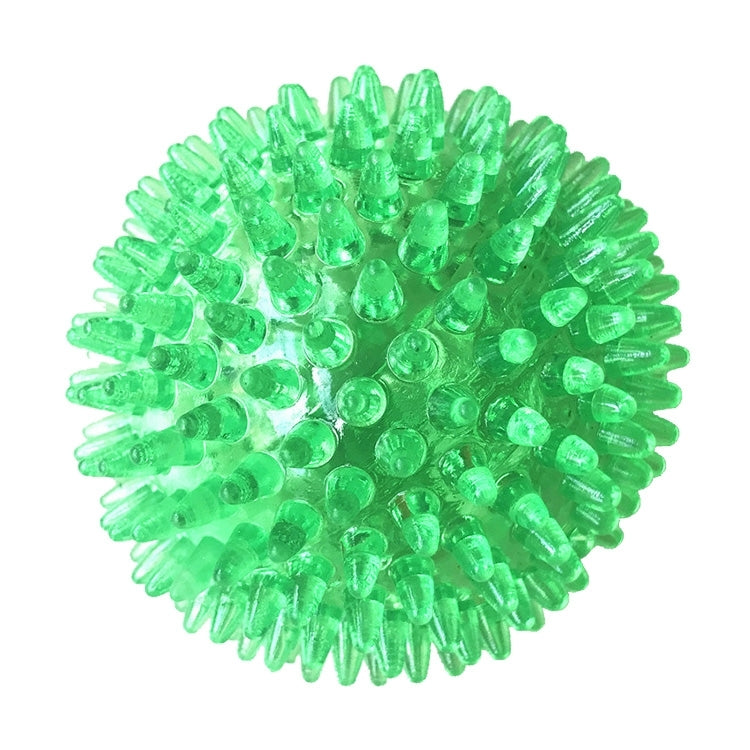 Green spiky hedgehog dog toy ball with raised nubs for chewing