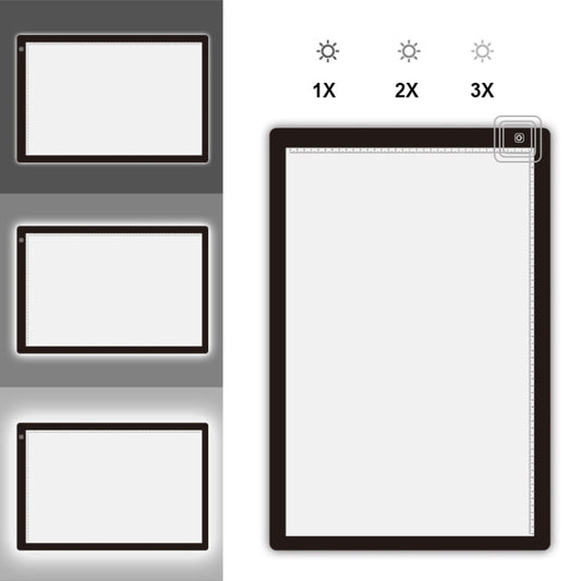 A4 Size LED Three Level of Brightness Dimmable Acrylic Copy Boards for Anime Sketch Drawing Sketchpad, with 1.5m USB Cable, A4 with 1.5m USB Cable & Power Adapter