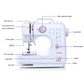 Mini desktop sewing machine front control panel with stitch selection and reverse buttons