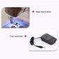 Mini sewing machine with illuminated work area and foot controller pedal with cord