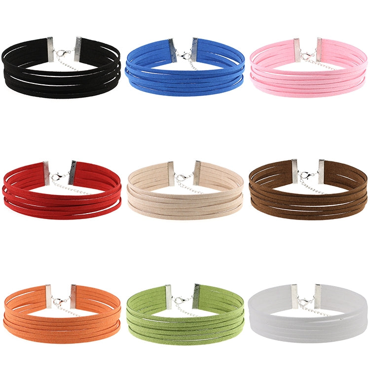 Six-layer flannel choker set in mixed colors, each with silver clasp and chain