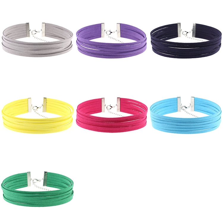Six-layer flannel choker set in assorted colors, silver clasp with chain extension