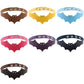 Assorted bat leather choker collars in brown, yellow, blue, pink, purple, and black