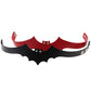 Bat-shaped leather choker collar with red and black panels and silver metal studs