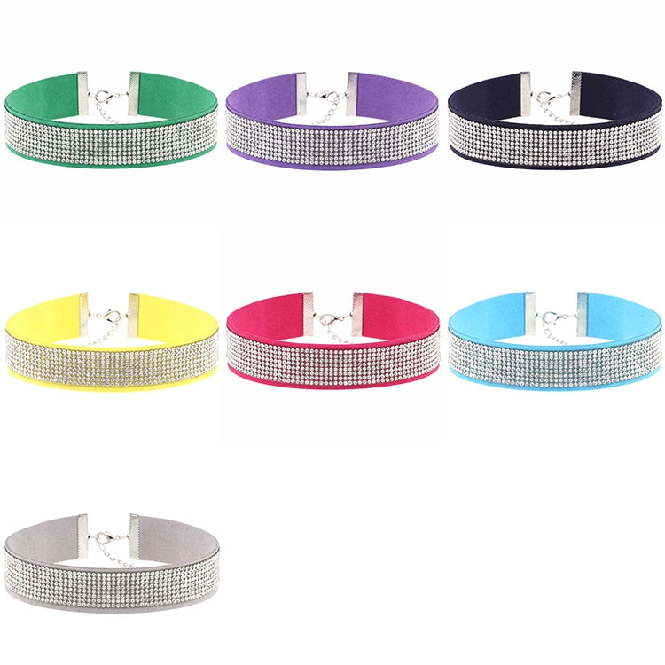 Rhinestone collar choker necklaces in assorted colors with chain clasp