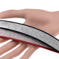 Close-up rhinestone collar choker with black band, red border, and silver sparkle
