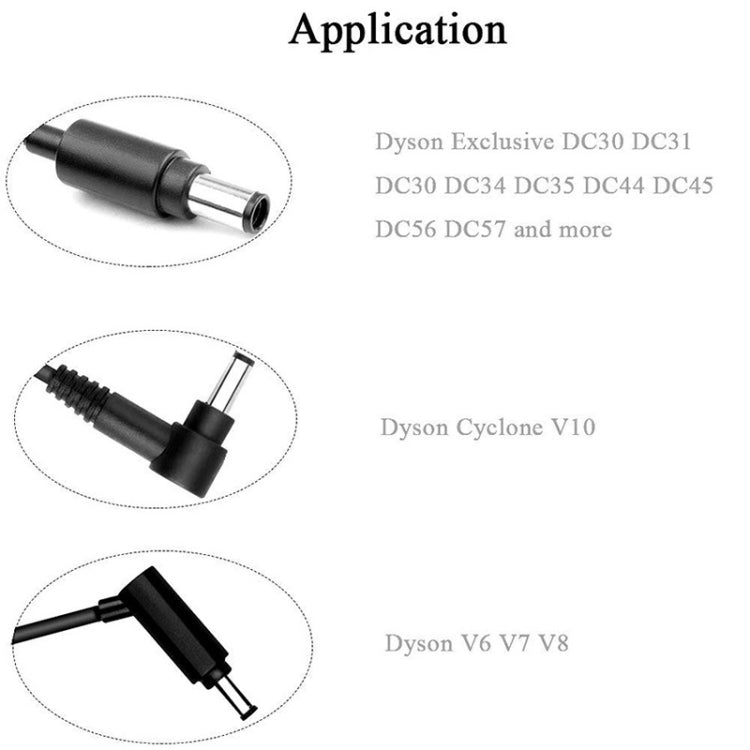 Charger adapter application diagram with connector and nozzle-tip icons