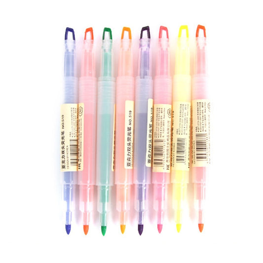 10 PCS Creative Stationeries Acrylic Double-head Highlighter Pen Colorful Key Point Marker Pen, Random Color Delivery