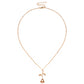 Rose-gold tone pendant necklace with branching floral charms and leaf details on a link chain