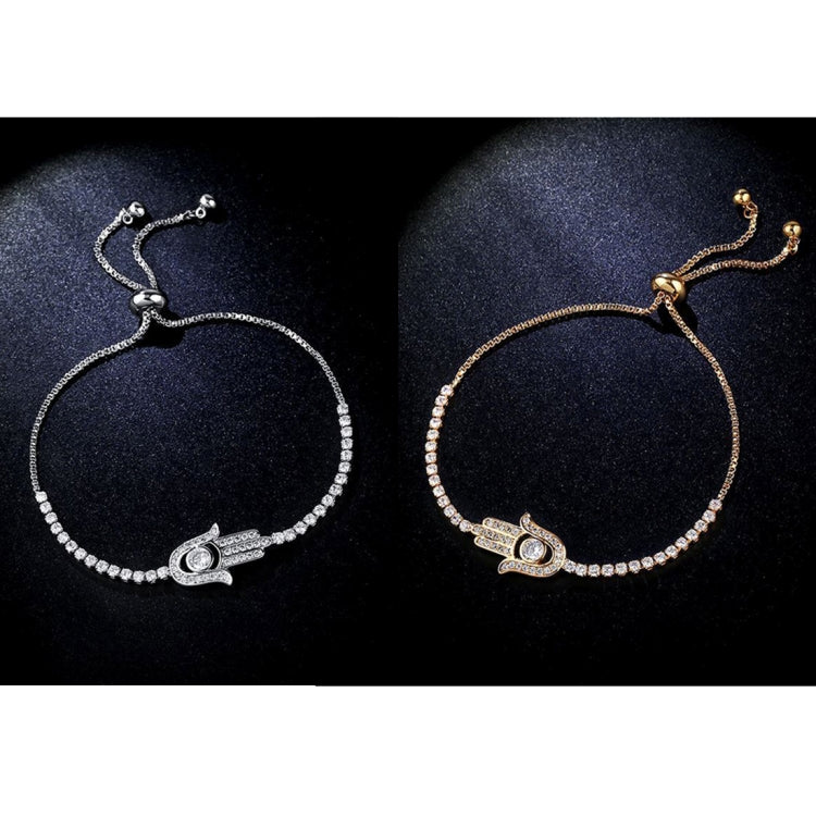 Gold and silver hamsa hand crystal bracelets with rhinestone chain and charm