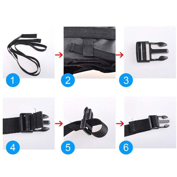 Children’s life jacket strap fastening details with buckles and webbing