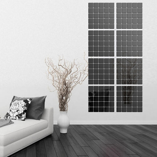 100 PCS Square Crystal Mosaic Mirror Acrylic Stereo Wall Stickers Creative Background Home Living Room Wall Sticker,Size:2*2cm, Size:2*2 Color:Silver, Size:2*2 Color:Black, Size:2*2 Color:Gold