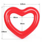 Red heart-shaped inflatable pool ring with size dimensions shown: 120cm x 100cm