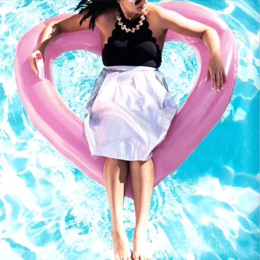 Love Heart Shaped Inflatable Floating Swimming Safety Pool Ring, Inflated Size: 120cm x 100cm, Love Heart Pink, Love Heart Red