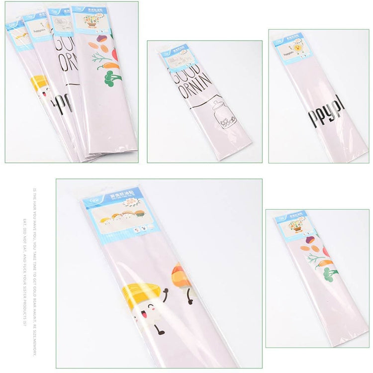 Coffee-pattern wall sticker strips in packages with cartoon kitchen utensil icons