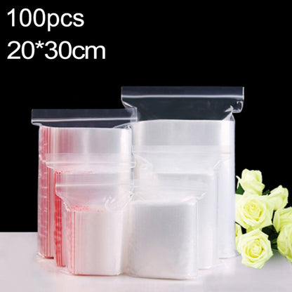 100pcs/pack PE Self Sealing Clear Zip Lock Packaging Bag, 20cm x 30cm, Custom Printing and Size are welcome, 20*30cm