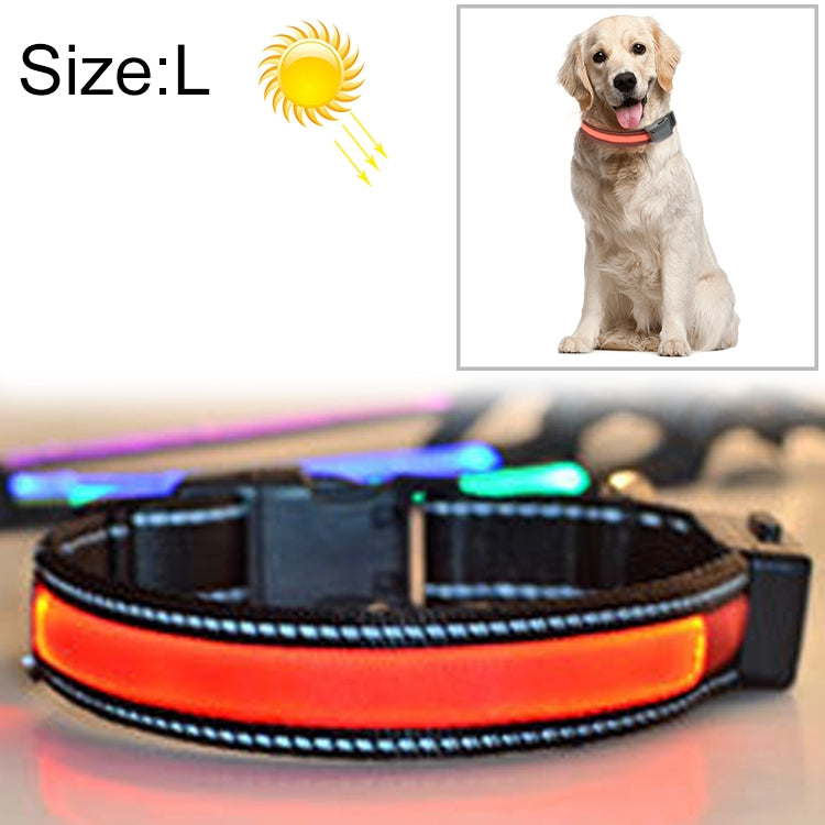 Black LED light-up dog collar with orange LED strip