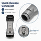 Vacuum brush head with quick-release connector and locking latch details