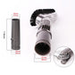 Transparent brush head with black bristles, clear housing, and gray connector