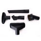 Assorted black vacuum nozzle and brush heads with bristles and flat suction tips