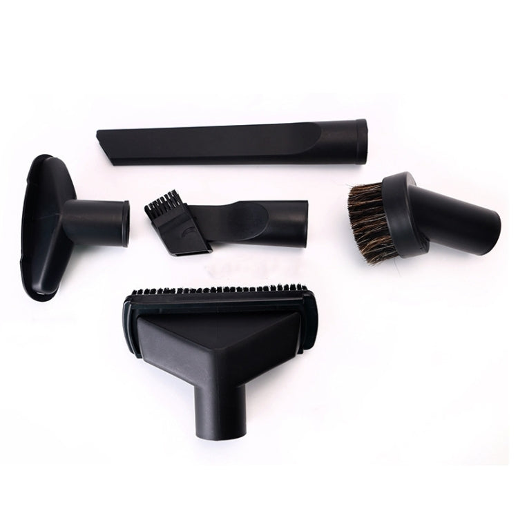 Assorted black vacuum nozzle and brush heads with bristles and flat suction tips