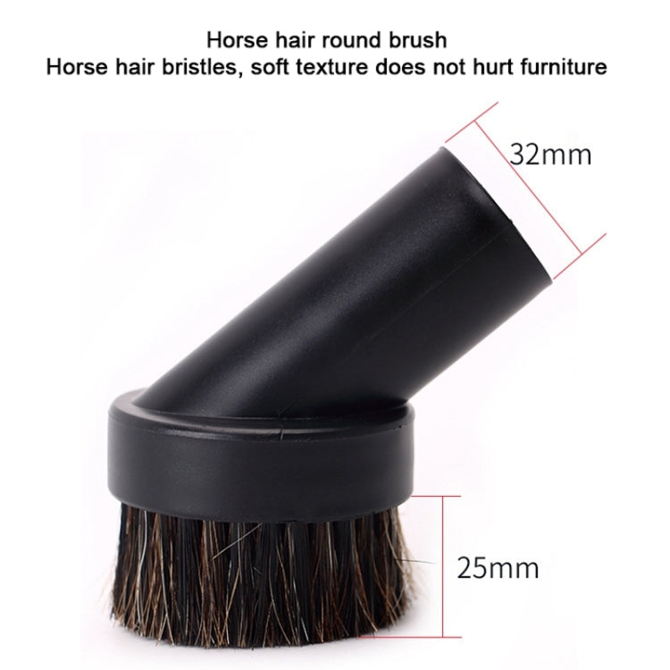 Black horsehair round brush head with 32mm inner diameter and 25mm bristle base
