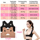 Women’s kyphosis correction shoulder support belt in black and flesh colors, stretchy fit