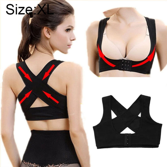 Black posture correction shoulder support bra-style belt with crisscross back straps.