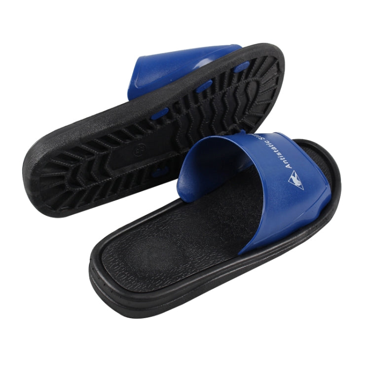 Blue PVC slippers showing textured anti-skid sole and open-toe upper