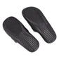Black anti-skid six-hole slippers, size 38, pair viewed from bottom with grip tread
