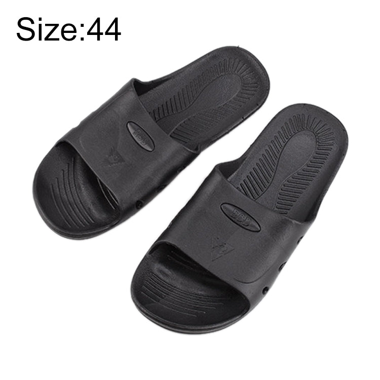 Black six-hole anti-slip slide slippers with textured footbed and side cutouts