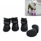 Black waterproof rubber dog booties with strap cuffs, padded sole, set of two