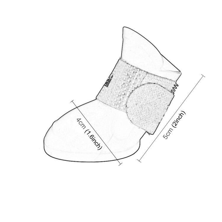 Rubber dog rain boot size diagram with 4cm and 5cm measurements