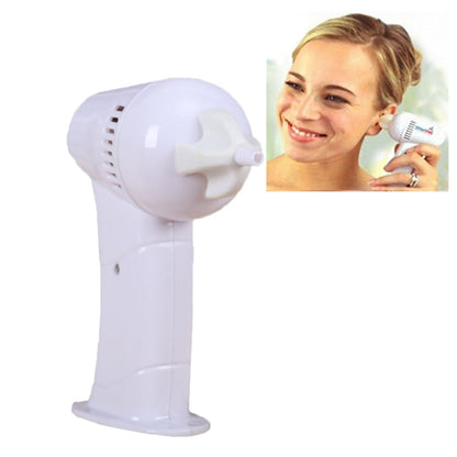 White electric ear cleaner device with nozzle tip and handle